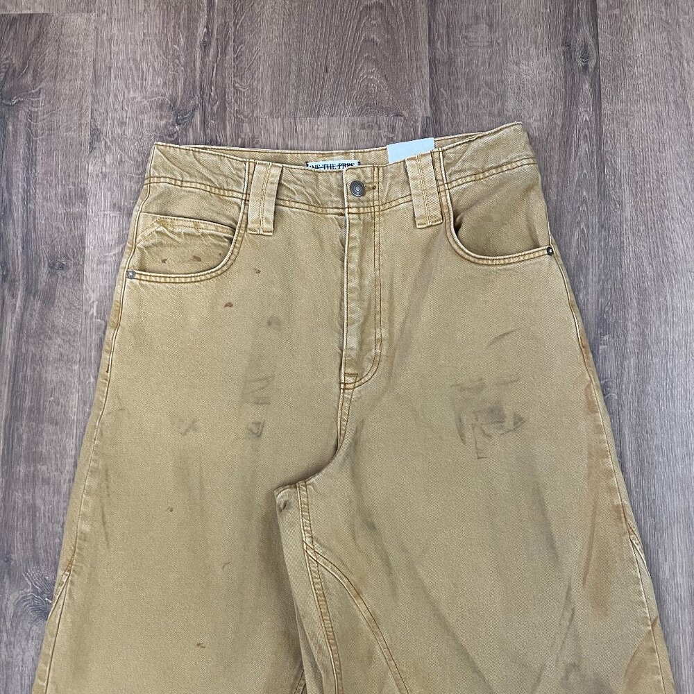 NEW Free People We The Free Chill Vibes Dropped Wide Leg Mustard Scout Jeans - Picture 8 of 12